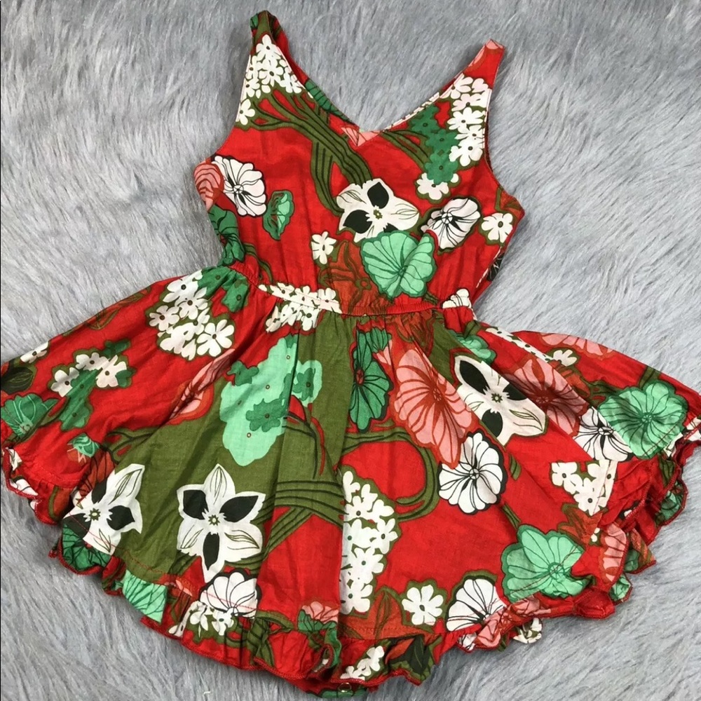 Little minis toddler girls 4T red Hawaiian dress